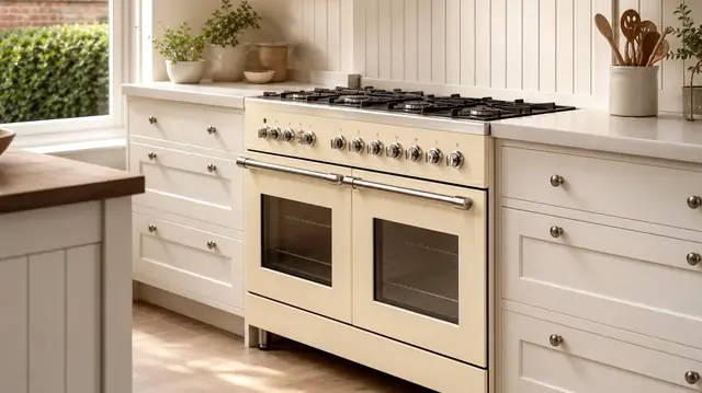 Cleaned range cooker in a Dalston kitchen